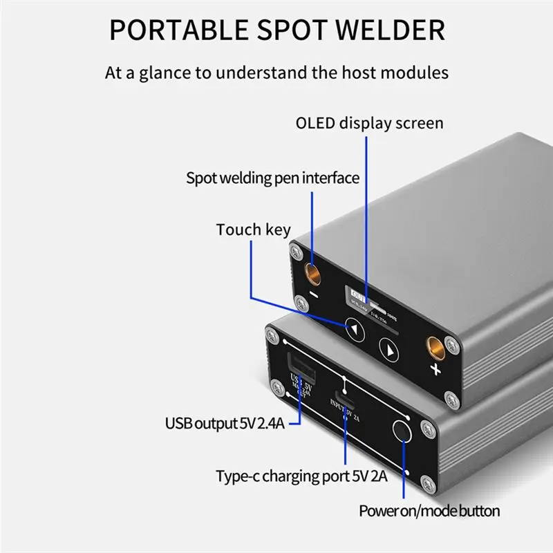 AB13-Spot Welder Adjustable 30 Gears OLED Screen 5000Mah Lipo Include For Max 0.15Mm Nickel Strip Portable Spot Welding DH-30