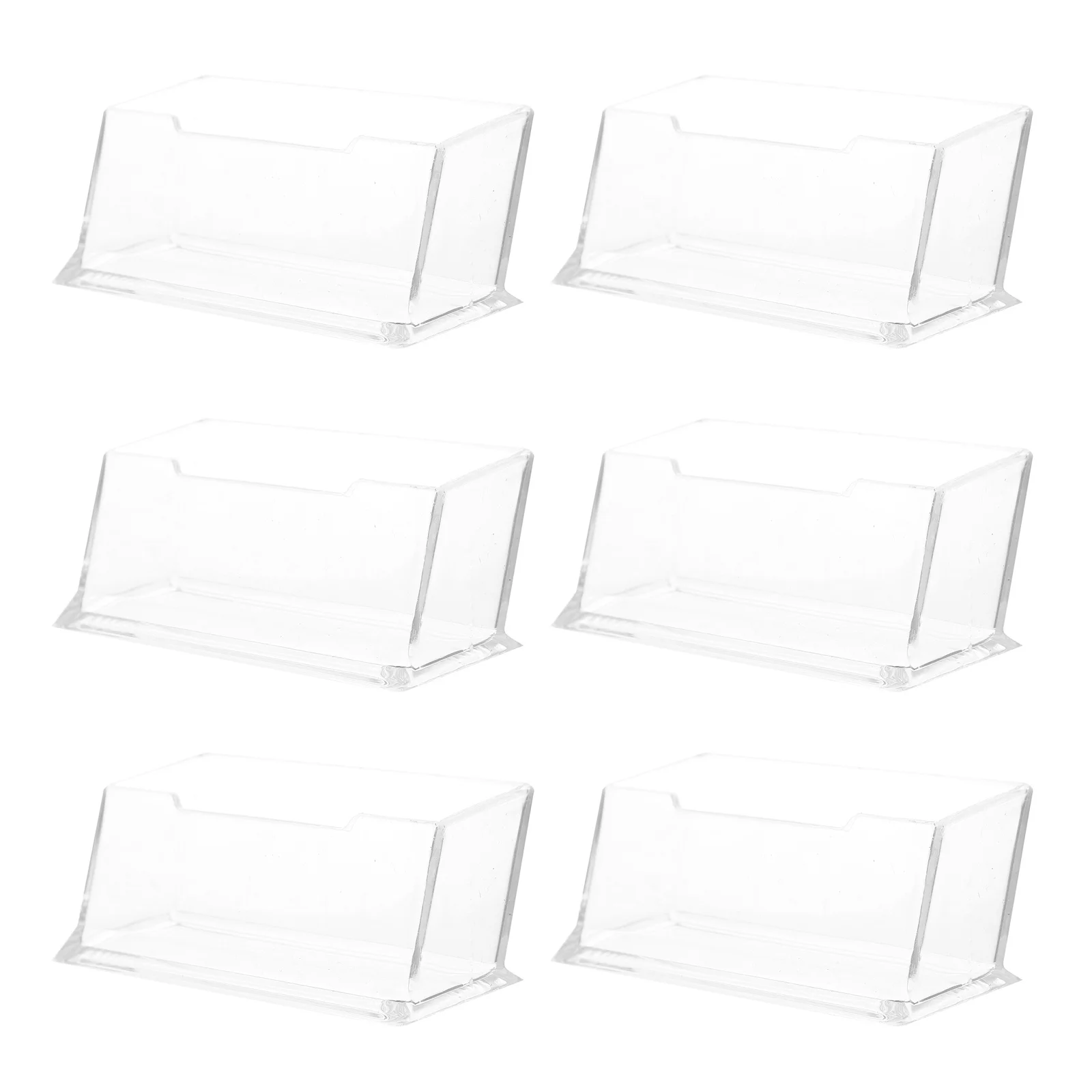 

6Pcs Desktop Business Card Box Clear Plastic Card Holder Thickened Base Display Stand for Visiting Cards Storage Holder