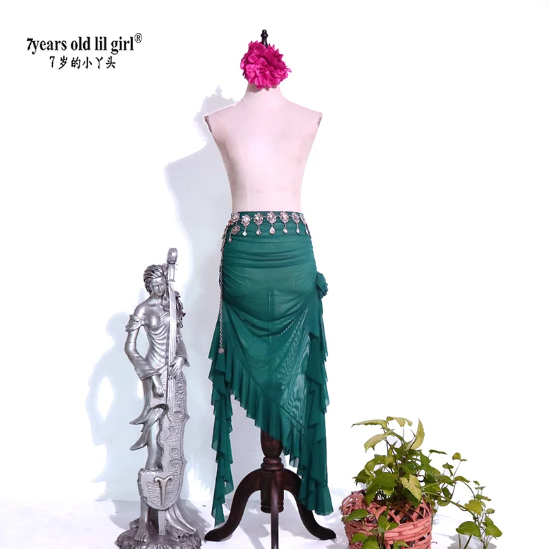 Abito da spettacolo per pratica di danza del ventre con gonna sottile trasparente DK03