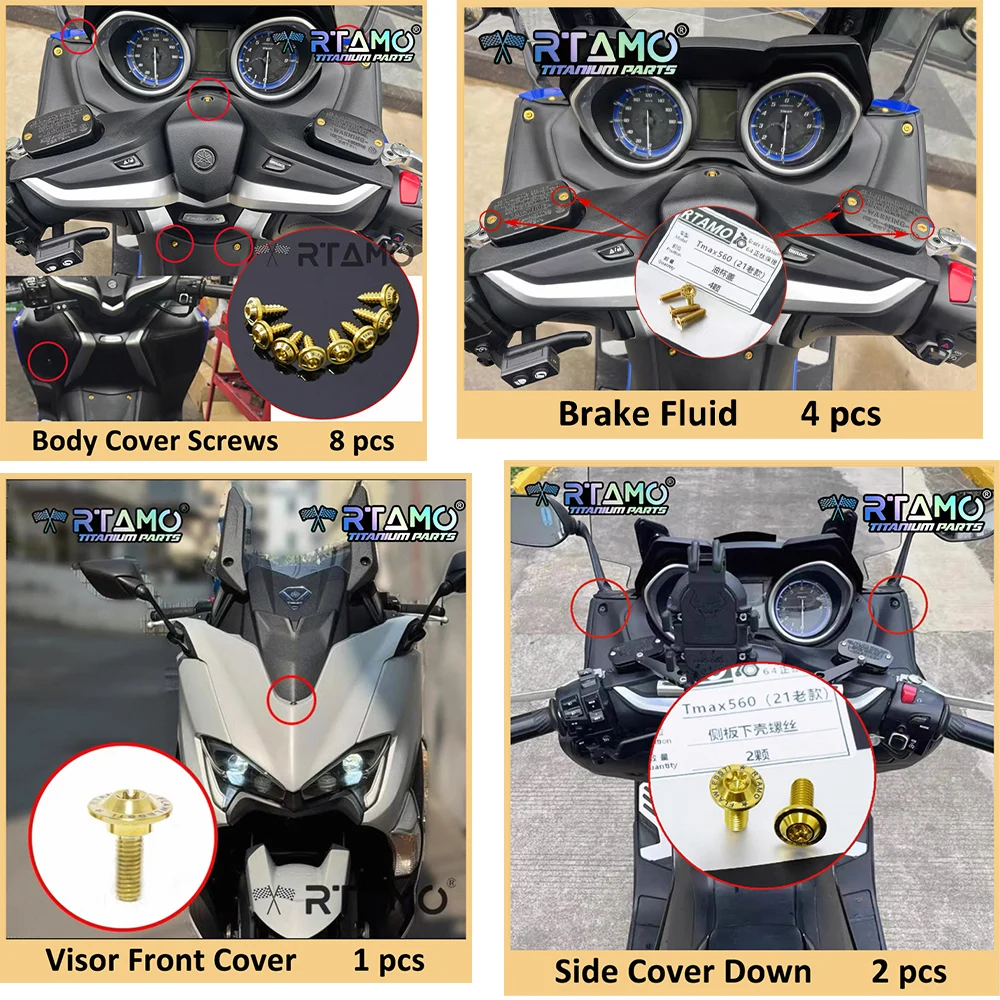 RTAMO Titanium Alloy Bolts Nuts Full Set Motorcycle Modified for Yamaha Tmax560 (2019-2021)