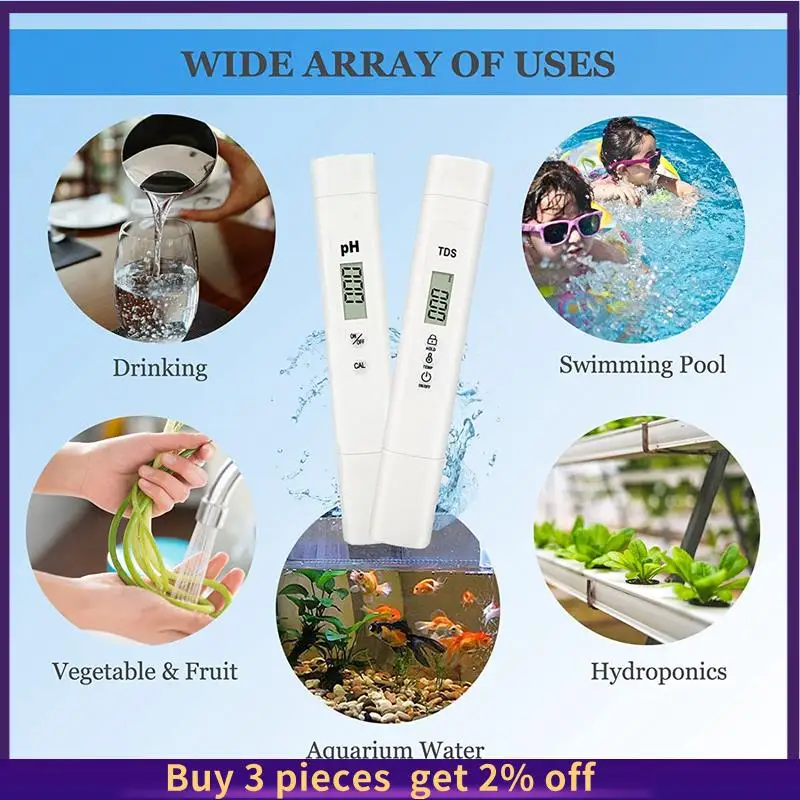 

COME PH And Meter, 3 In 1 PH And Water Quality Tester Combo, ±0.01 PH Accuracy And ±2% Accuracy PPM Meters