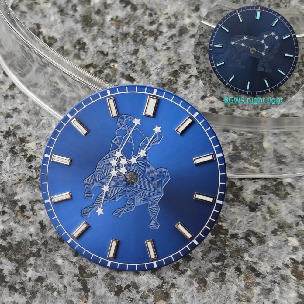 Customized NH35 Watch Dial 28.5mm Zodiac Chart Watch Dial Fit for NH35 NH36 7S26 Movement 28.5mm Blue Luminous Watch Surface