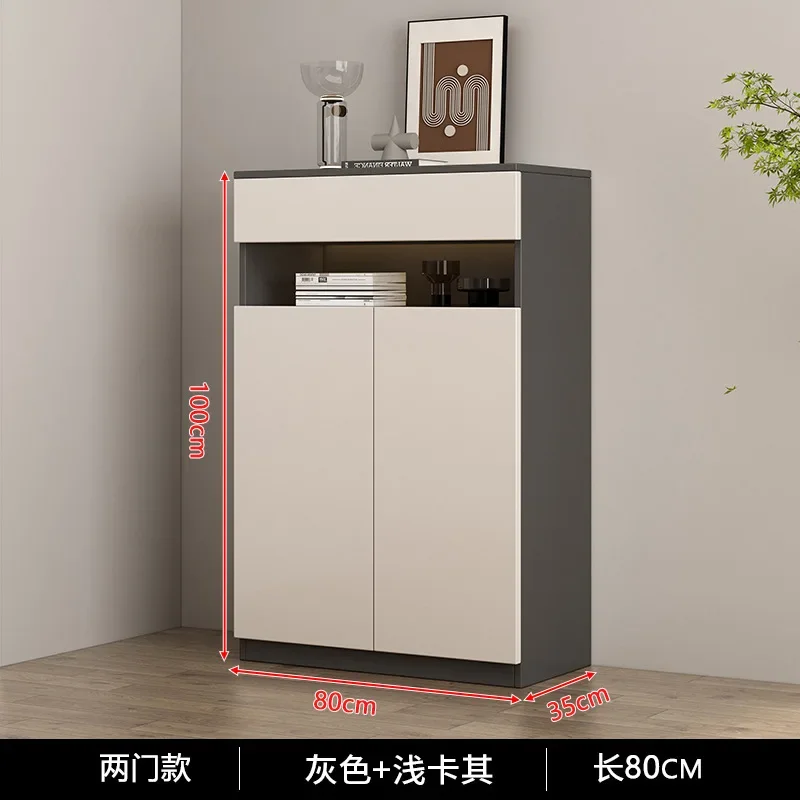 Household solid wood shoe cabinet, simple and modern entry porch shoe change stool door storage cabinet integrated