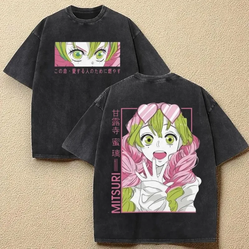 Camiseta Extra Grande de Anime Love Pillar Ganlu Temple Honey Glass para Hombre, Lavada, Apta para Hombres y Mujeres en Primavera y Verano