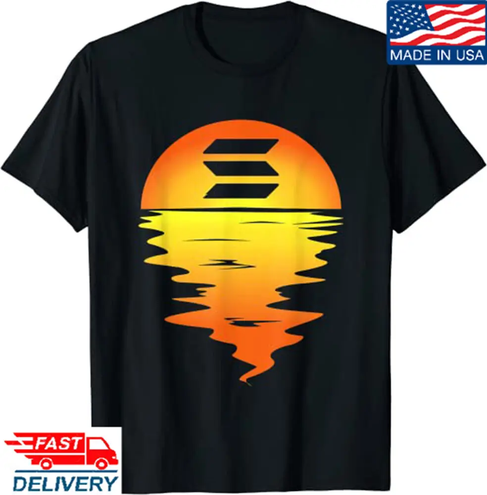 Sunset Solana Logo Blockchain Coin  SOL Crypto T-Shirt Sol CryptocrencyUnisex Summer Luxury Brand Oversize