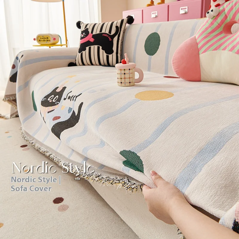 Living Room Three Seater Sofa Towel Anti Slip And Cat Scratch Sofa Cover Blanket Can Be Used For Home Decoration In All Seasons