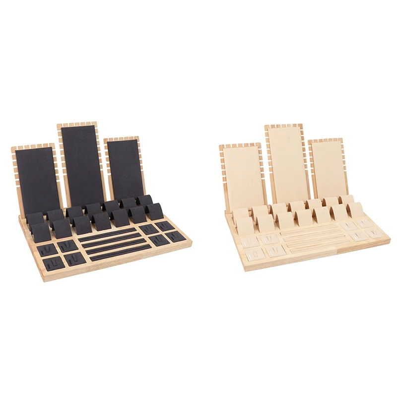 

High Quality Bamboo Velvet Jewelry Display Earring Display Stand Ear Stud Earrings Holder Rack Storage Case