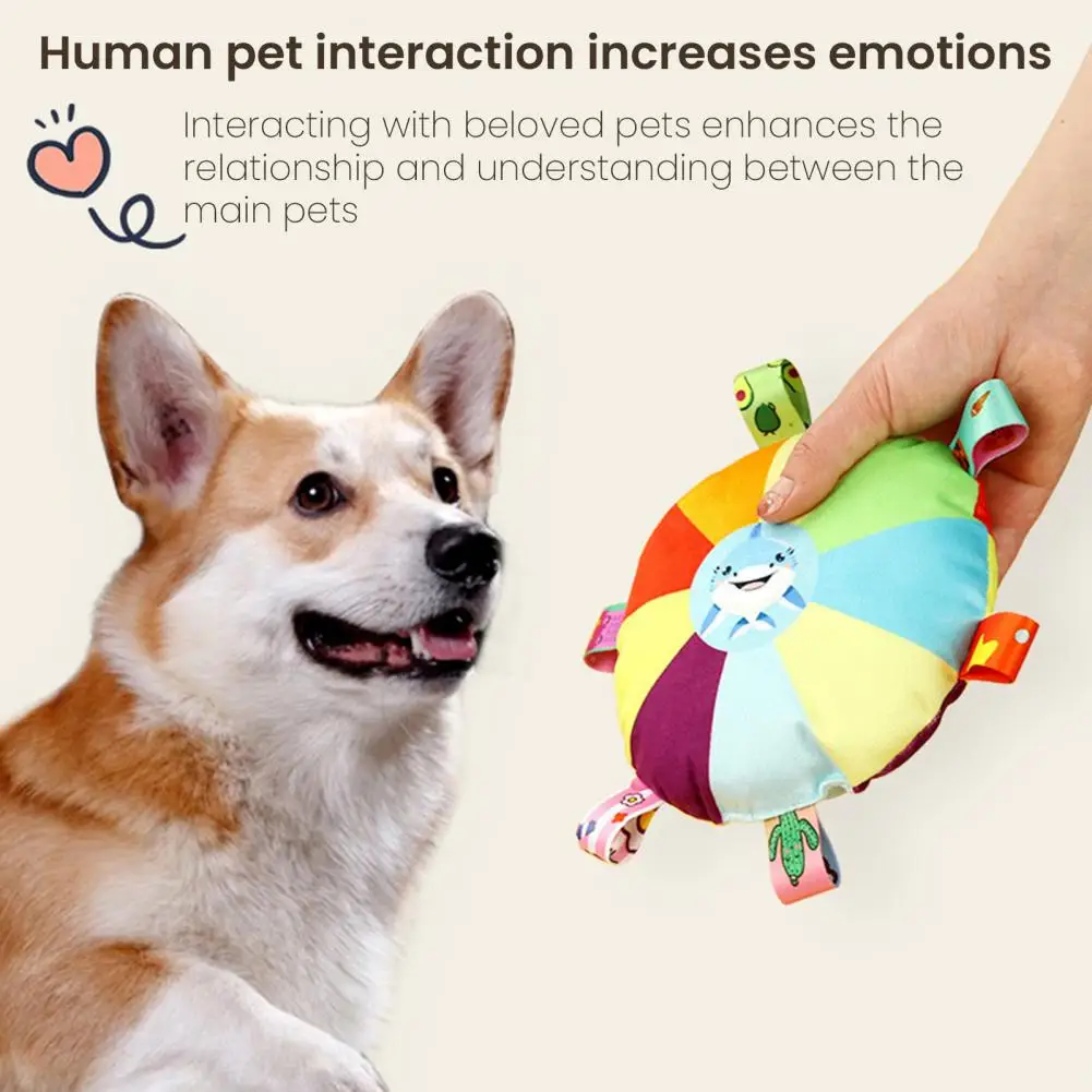 High Density Fabric Pet Toy Pet Flying Disc Toy with Bells Rainbow Plush Flying Disc Dog Toy with Bell Outdoor for Small