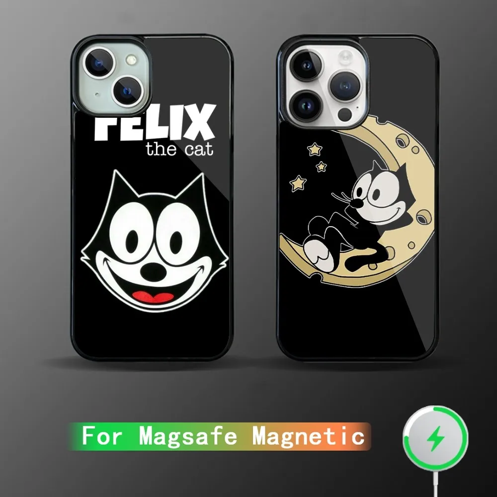 F-Felixs Funny cat Phone Case For iPhone 15 14 13 12 11 Plus Pro Max Magsafe Magnetic Wireless Charging