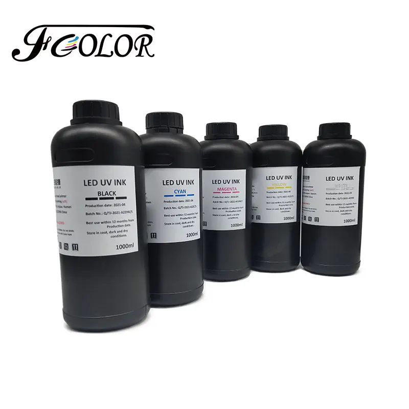 FCOLOR Soft LED UV Ink UV8011 1000ml for Epson XP600 TX800 I3200 UV Printer UV Ink for Plastic Rubber Leather Printing Materials