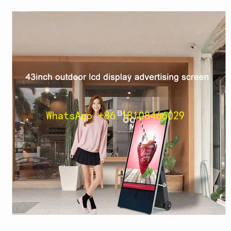 Señalización Digital móvil portátil de alto brillo para exteriores, 32 carteles impermeables para pantalla publicitaria al aire libre