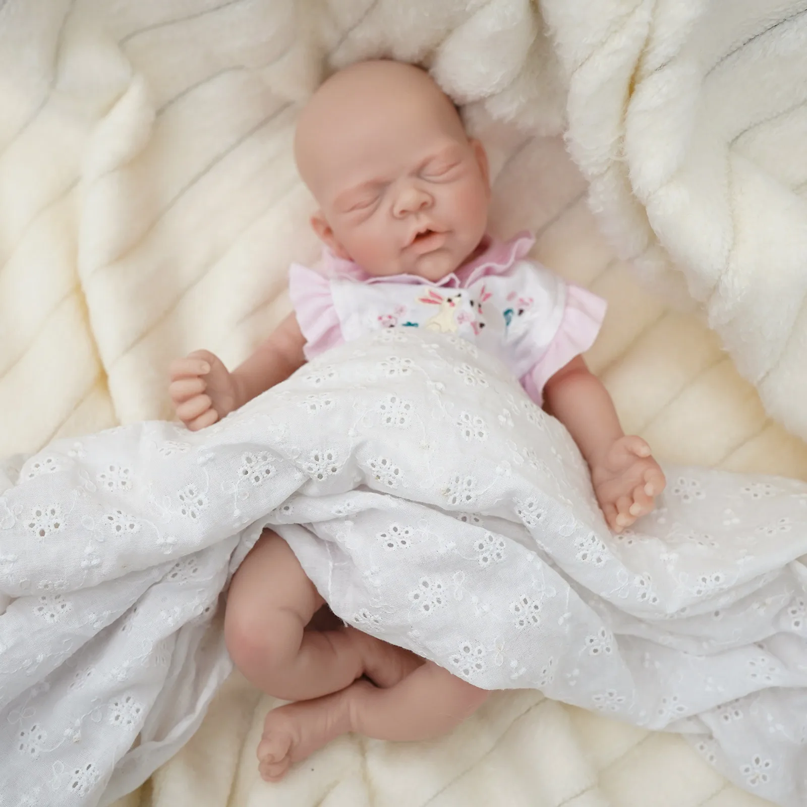다시 태어난 아기 인형 12" 마이크로 미리 태어난 전신 실리콘 잠자는 아기 인형 현실적인 신생아 인형 소녀 실제처럼 보입니다.