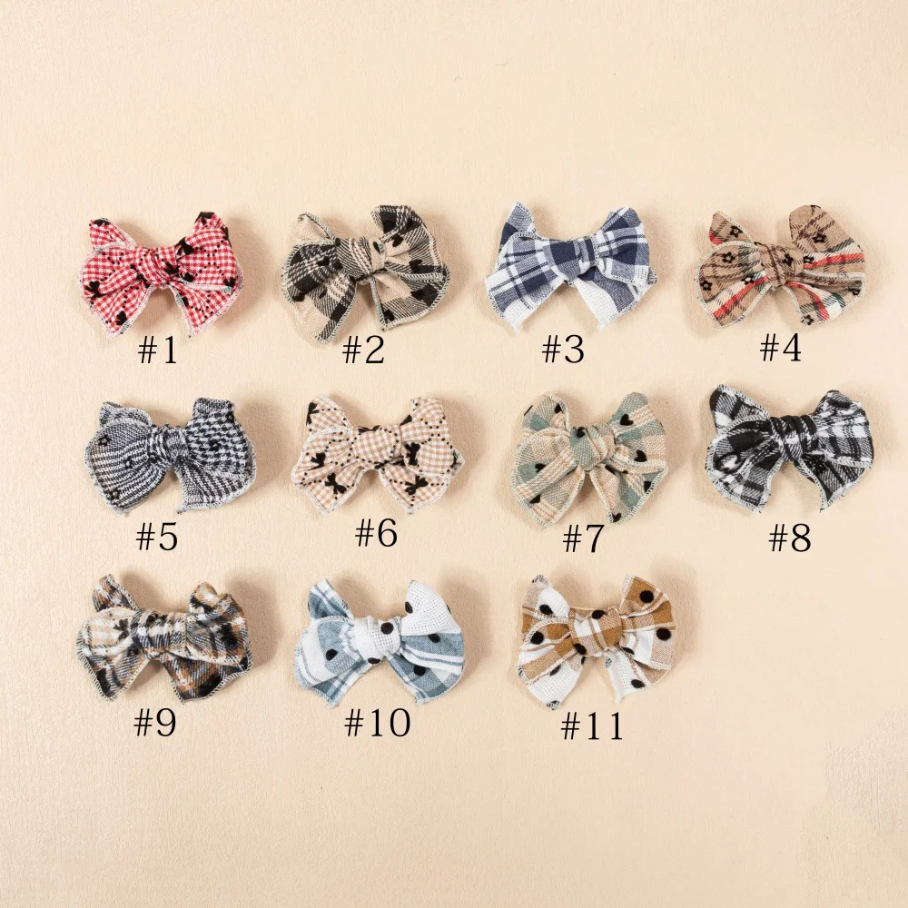 36pcs/lot Baby Girls Tartan Plaid Bow Hair Clips Dot Spot Floral Print Fable Hairgrips Hairpins Hair Accessories Headwear Bulk