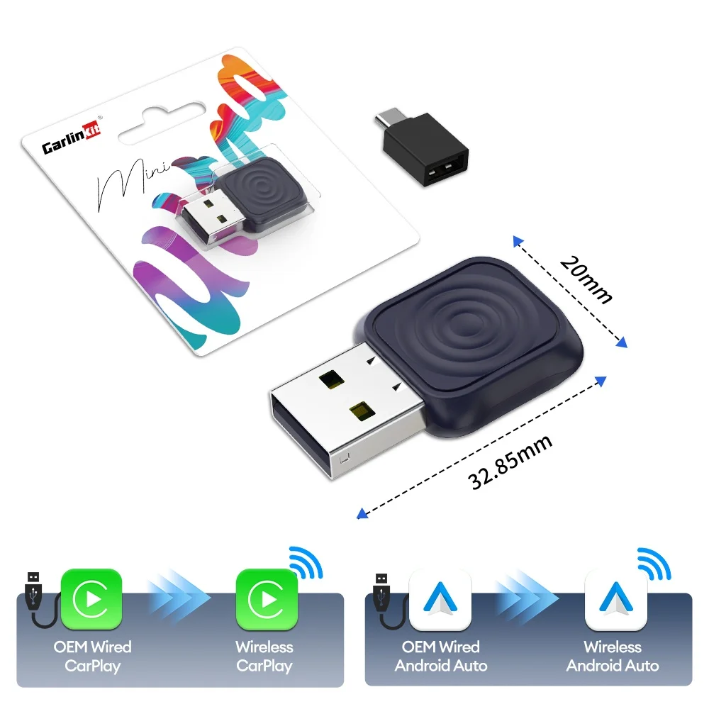 2 in 1 CarlinKit 5.0 Ultra Wireless CarPlay Android Auto Adapter 2026 Nieuwe 5G Wifi Draadloze Box voor Auto met Bedrade CarPlay IOS26