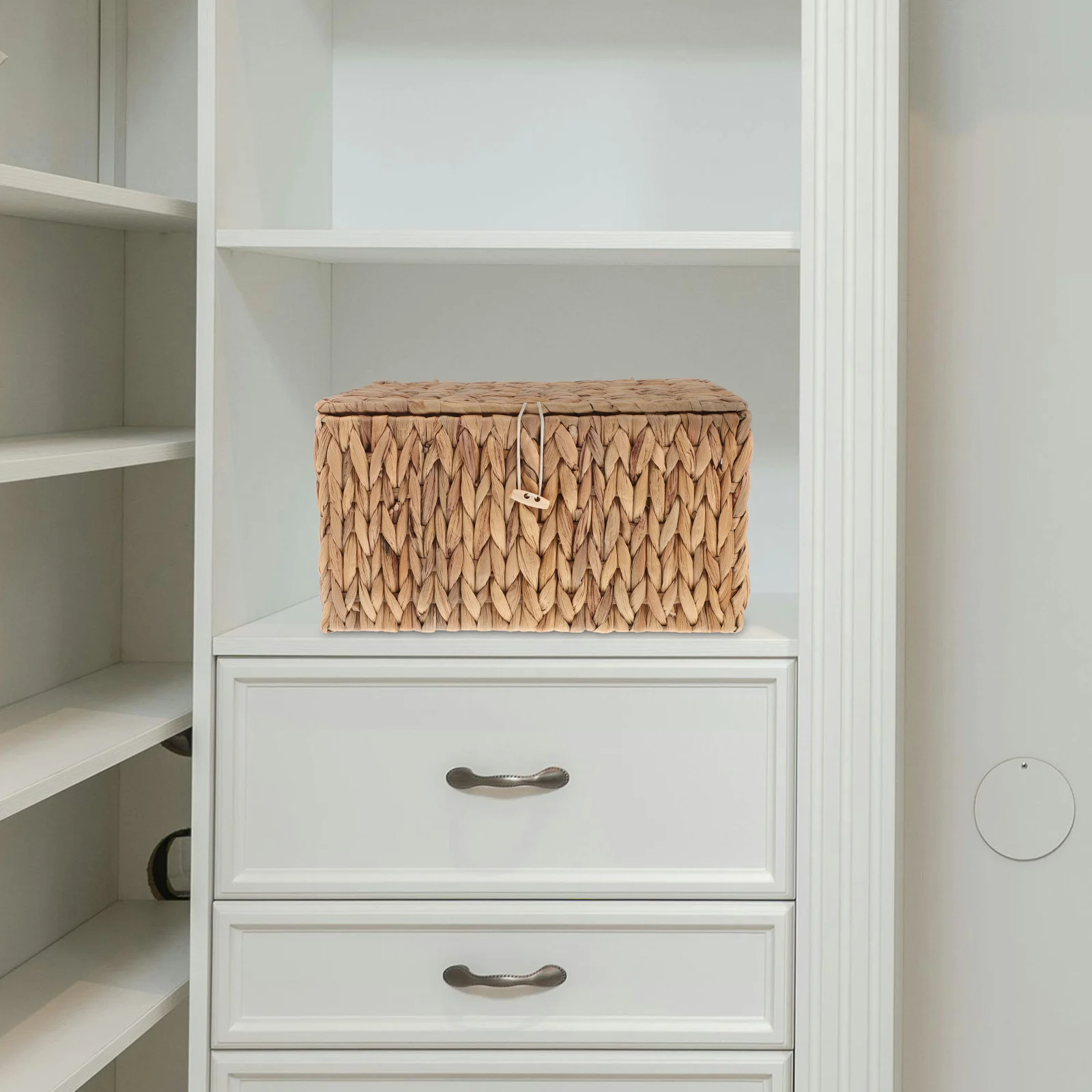 

Rectangular Woven Storage Basket Lid Heavy Duty Decorative Box for Organizing Home Bedroom Office Shelf Storage Cube