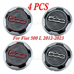 4Pcs For Fiat 500L 2012-2023 Silver/Red Hubcap Wheels Centre Hub Caps 735576964 71806651 735574469 Dust Cover Replacement Caps
