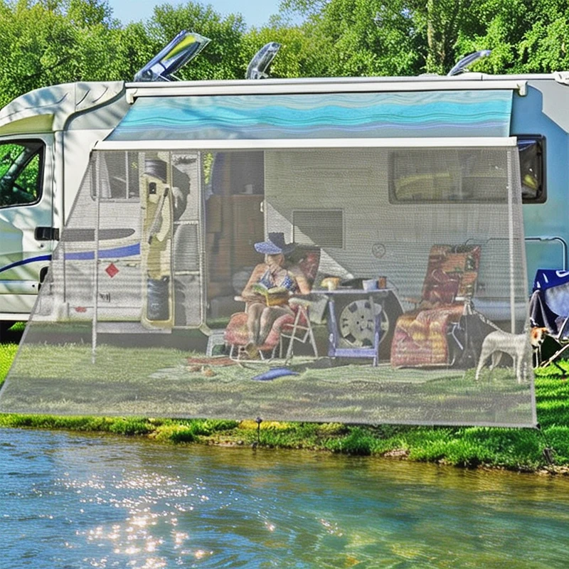

RV Awning Sun Shade Screen Sunshade 8x10ft/8x15.3ft For 16' RV Awning Mesh Sunscreen Motorhome Camper Trailer Screen UV Blocker
