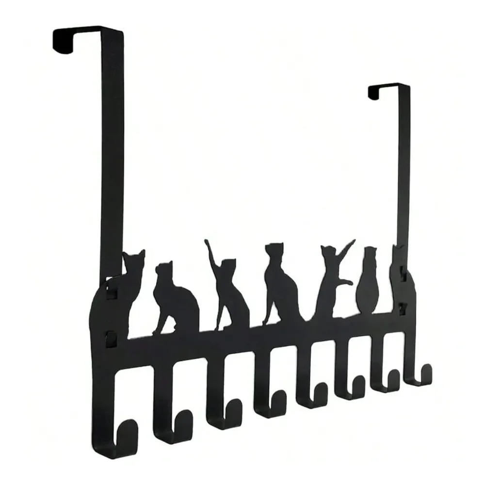 

Over The Door Hook Hanger Heavy Duty Organizer Rack For Towel Hat Hoodies Coat Cloth Bag 8 Hooks Black