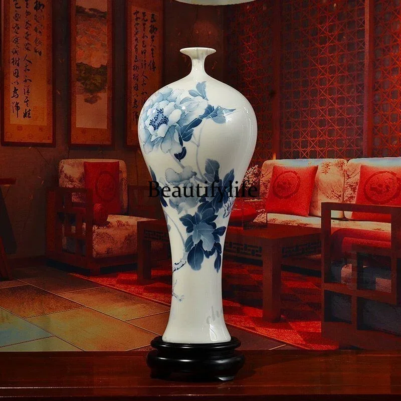 H132 ceramic hand-painted vase ornament Chinese living room TV cabinet Bogu frame ornament/flower blooming wealth