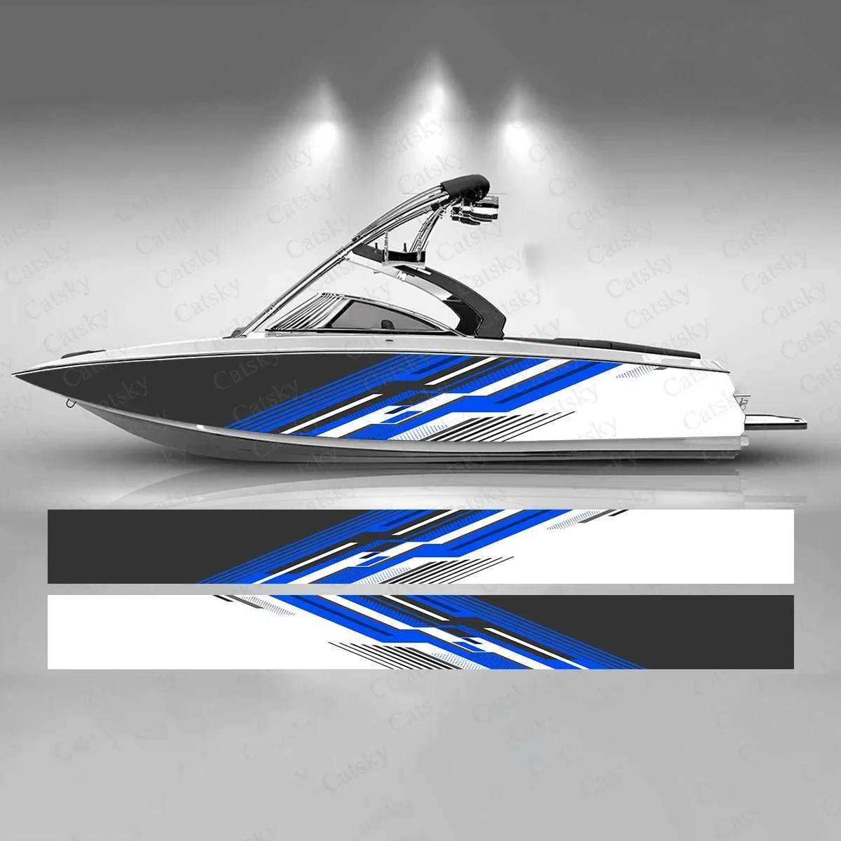 Honeycomb Stripes Colorful Boat Sticker Fashion Custom Fish Boat-Sticker Vinyl Waterproof Boat Wrap Graphic Boat Wrap Decal