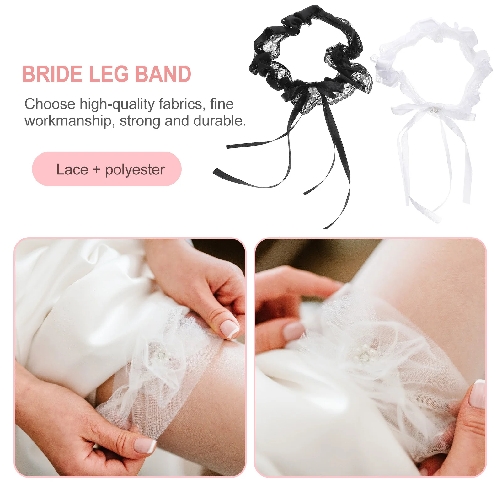 2Pcs Elegant Wedding Bridal Leg Hoops Bowknot Design Lace Leg Bands Comfortable Accessory for Brides Wedding Bridal