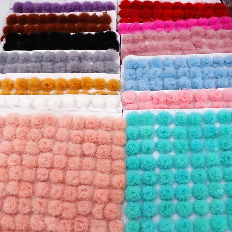 Mink Fur Pompones with Buckle Plush Diy Pompon Balls Colorful soft Pompom Ball for Craft Supplies Material Handmade Accessories