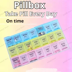 AiQUE Portable Travel Pill Box Cases Organizer 7 Days 21 Grids 3 Times One Day with Large Compartments for Vitamins Medicine
