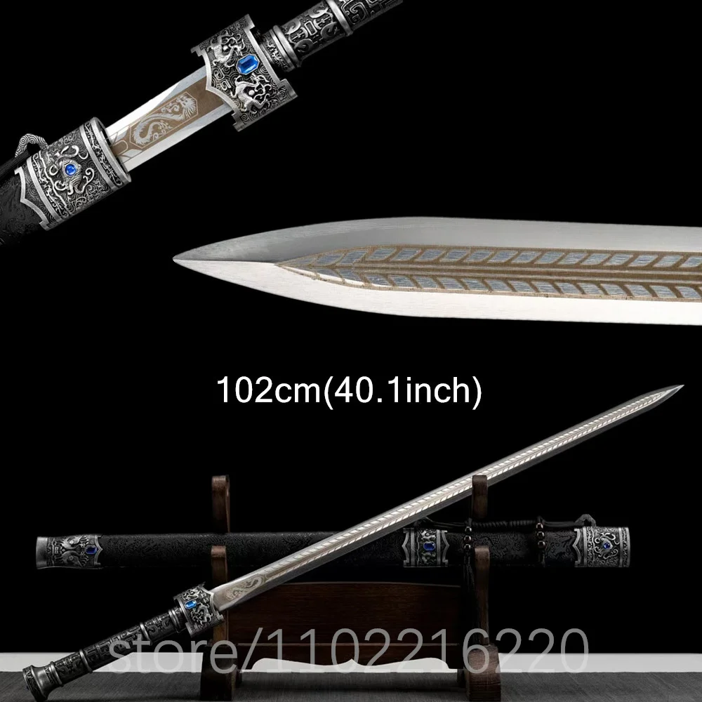 

Very Nice Battle Ready Sword HandForged High Manganese Steel Blade Martial Art Sword Full Tang Leather Hardwood Sheath