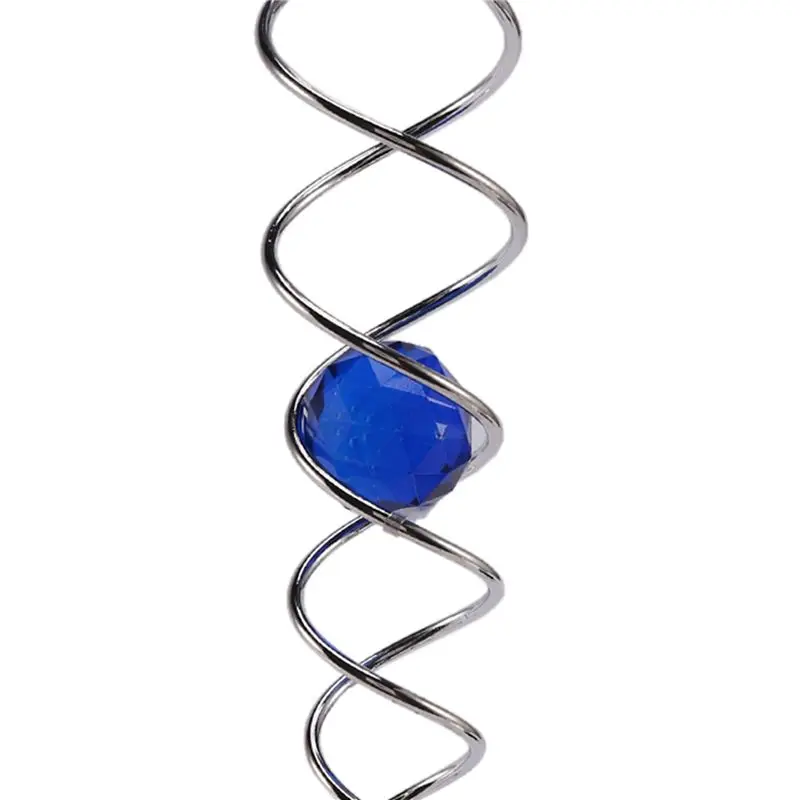 AB11 2X Wind Chime Windmill Crystal Metal Wire Spiral Tail Wind Spinner Bell for Outdoor Garden Decoration