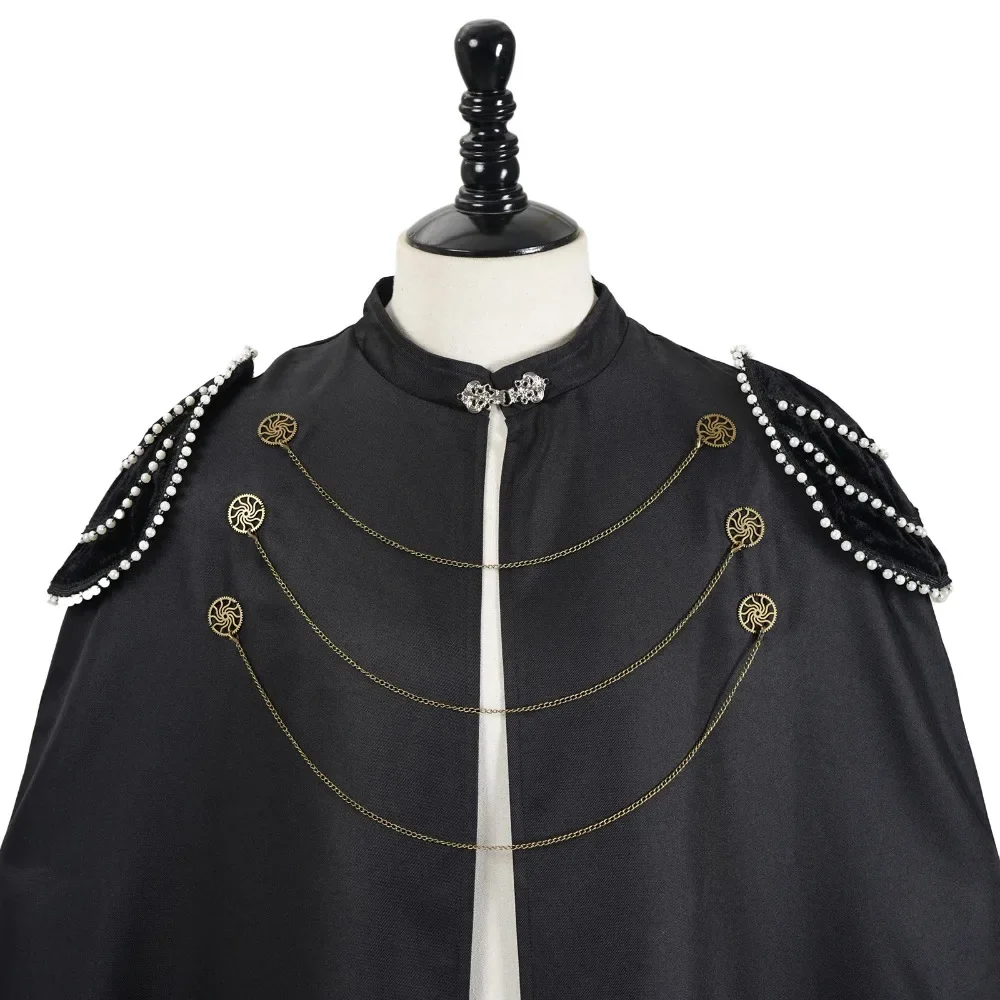 เสื้อคลุมยุโรปพร้อมไหล่เบาะ, เสื้อคลุมคลุมด้วยผ้าม่านลูกปัดย้อนยุค, ใหม่ที่ชื่นชอบสําหรับการแสดงและเครื่องแต่งกายคอสเพลย์