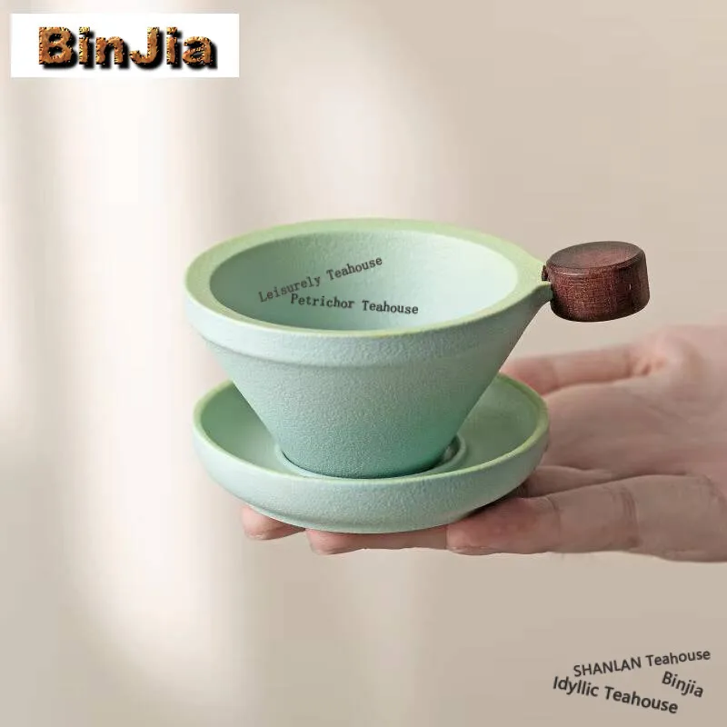 Gradual Blueish Green Ceramic Tea Separator Infusor Handmade Tea Strainer Tea Making Tea Filter Holder Tea Ceremony Ornaments