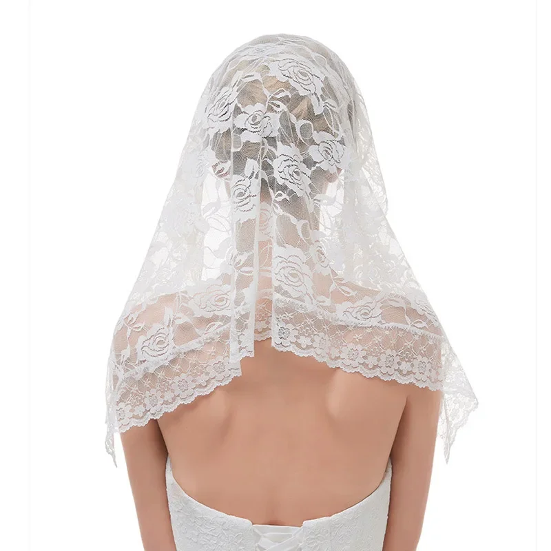 

White Black Veil Bridal Veils Wedding Mantillas Chapel Veils Muslim Head Covering Lace Catholic Veil 2023