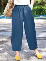 ZANZEA-pantalones vaqueros largos holgados para mujer, pantalón de pierna ancha, Estilo Vintage, de cintura alta, para oficina, trabajo a la moda, Palazzo, otoño