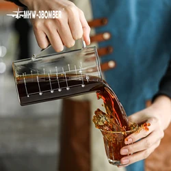 MHW-3BOMBER 500ml Coffee Glass Measuring Cup Espresso Sharing Pot Insulated handle V-Shaped Spout Home Kitchen Accessories