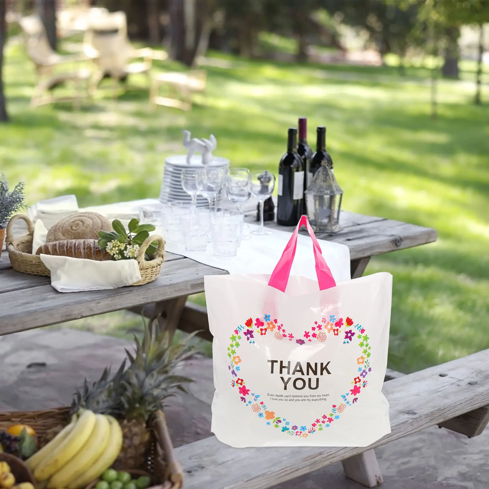 

50pcs Clothing Bags Portable Garment Tote Handbags Grocery Packaging Reusable Gift Wedding Storage Travel Camping