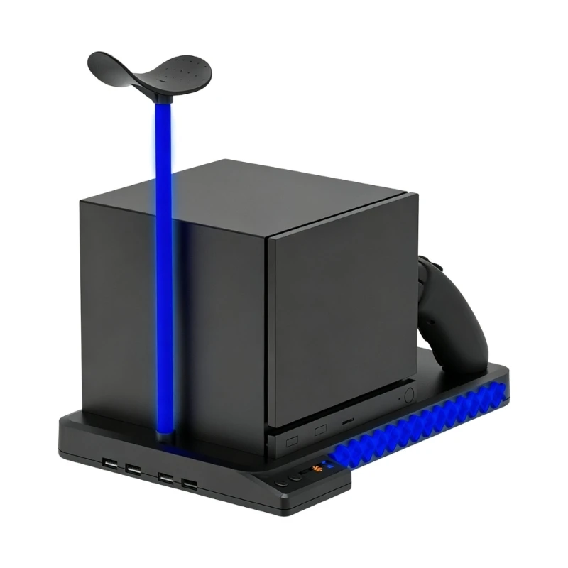 Q6PA USB Expansion Gaming Dock with Cooling Support, Vertical Storage Stand, Controller Charging Slot & Soft Light for Steam