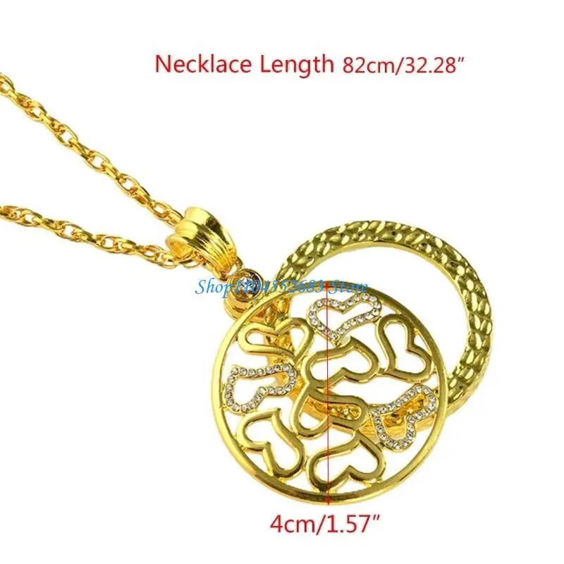 Y6GD 6X Portable Vintage Glass Pendant Necklace for Library Reading Fine Print Zooming Increase for Vision Jewelry