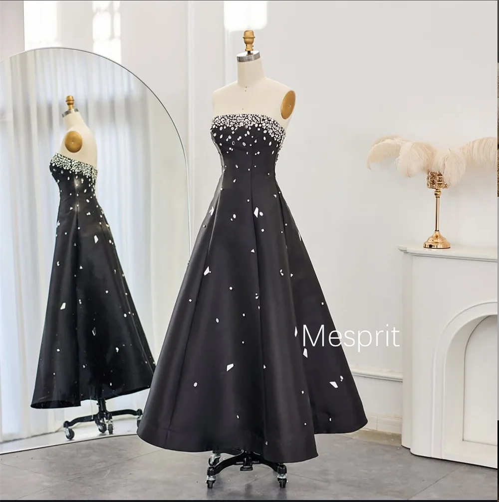 Customized Pastrol Charmeuse Pleat Sequined A-line Strapless Long Dresses Quinceanera Bespoke Occasion Elegant