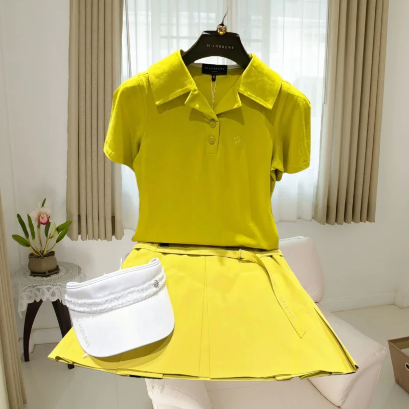 ST ANDREWS pakaian Golf wanita, baju Polo kerah lengan pendek nyaman untuk olahraga 2024