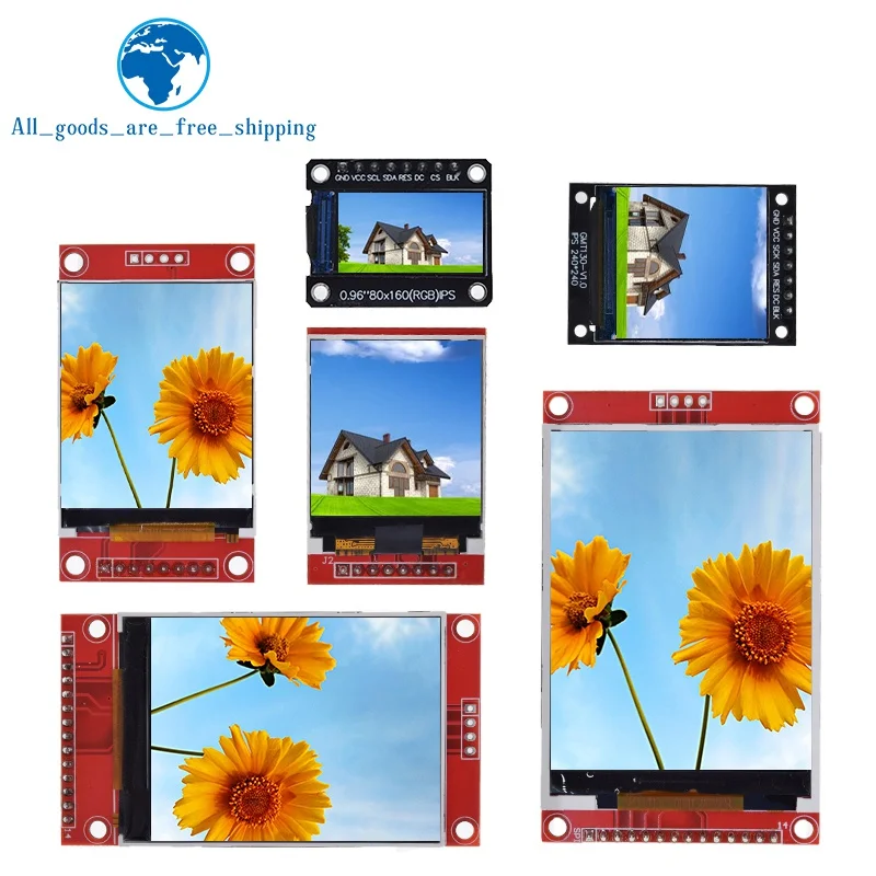 TFT Color Screen LCD Display Module, não OLED Drive, SPI Interface para Arduino, ST7735, ILI9341, 0.96, 1.3, 1.44, 1.8, 2.4, 2.8, 3.5"