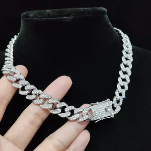 Hip Hop Idd Out Bling Chain Halskette für Männer und Frauen, hohe Qualität, 13 mm Breite, Miami Cuban Current, Hiphop -Halsketten, Modeschmuck 12 Hauptverkäufe männliche Diamantkette - №3