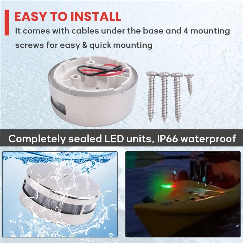 

Необычный светильник для лодки, двухцветный лук, светодиодные навигационные огни, красный и зеленый, нержавеющая сталь для морской лодки, понтона, яхты