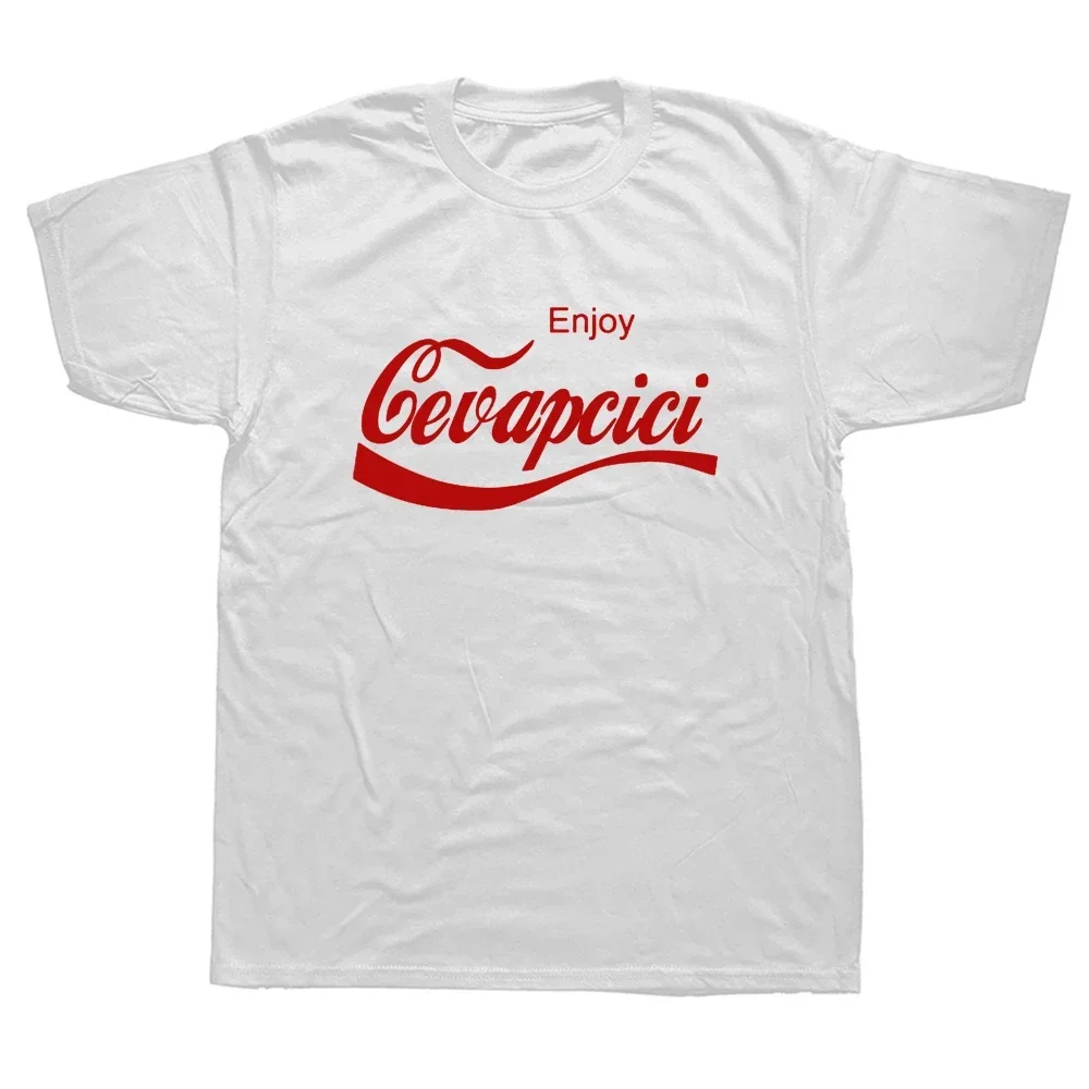 Enjoy Cevapcici Red T Shirt Print for Men Cotton New Cool Tee Cola Parody Retro Vintage Balkan Croatia Serbia Macedonia Cevape