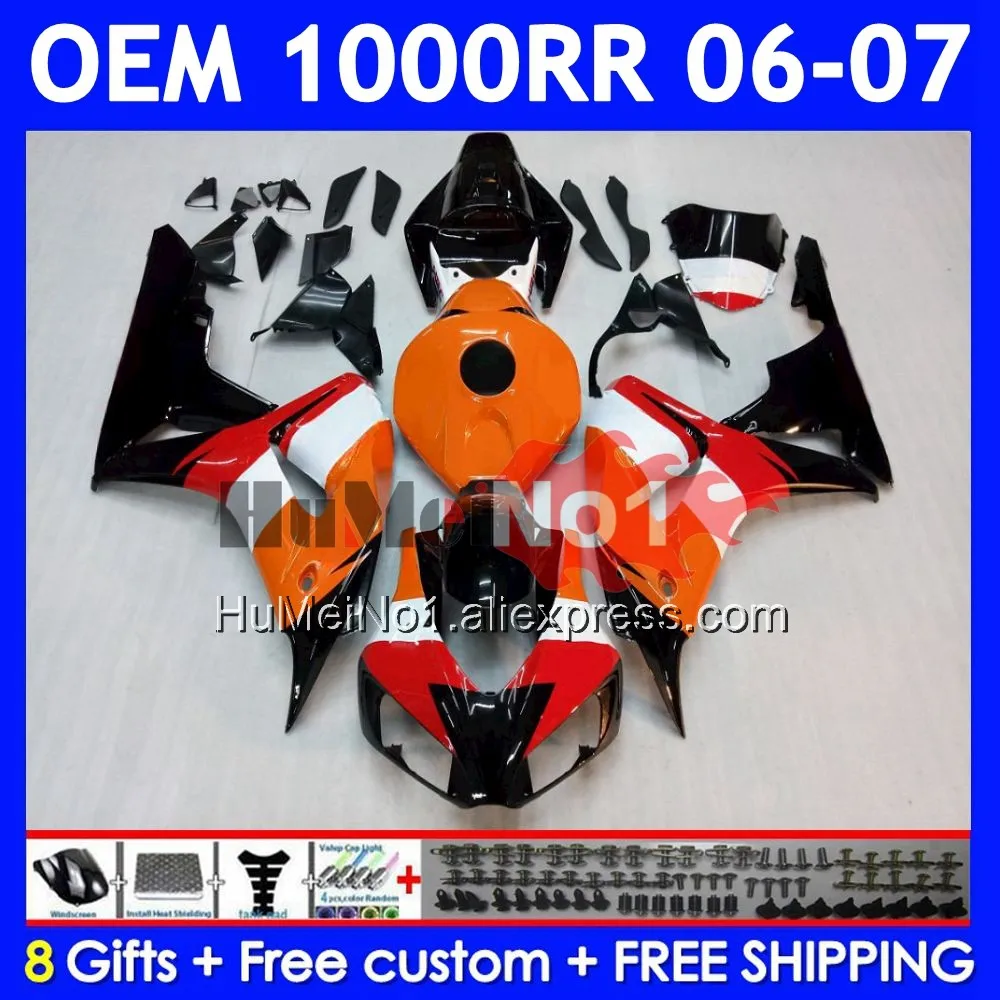 100% Fit Injection For HONDA CBR 1000 RR CC 1000RR 1000CC Repsol orange 60No.23 CBR1000 RR CBR1000RR 2006 2007 06 07 OEM Fairing