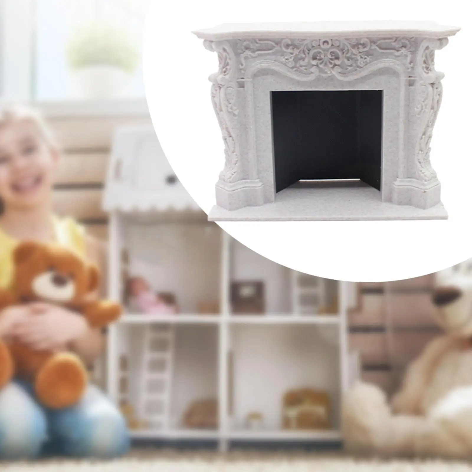 1/12 Dollhouse Mini Fireplace Pretend Play DIY Accessory Photo Props for DIY Model Furnishings Window Display Gift Handcraft