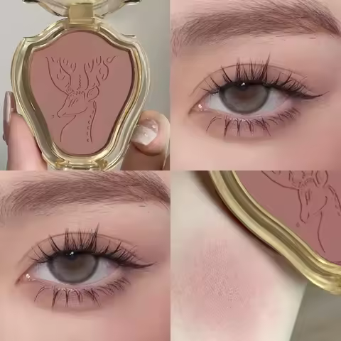 3D Relief Powder Blusher Face Makeup Cute Deer Blush Palette Rose Brown Natural Matte Mineral Cheek Contour Shadow Rouge Tint