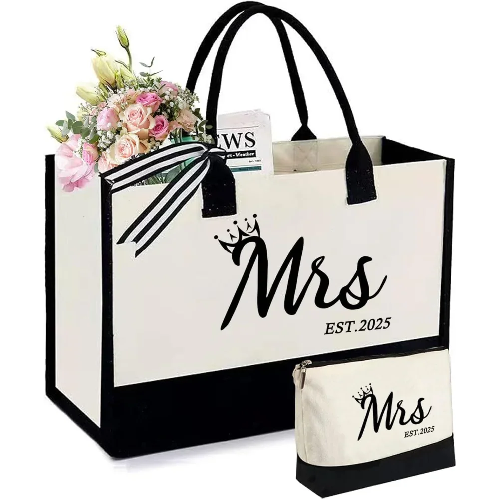 

"‘Mrs 2025’ Bag with Makeup Bag Set | Wedding, Bridal Shower & Bachelorette – Bride To Be & Bridesmaid Gift Decor"