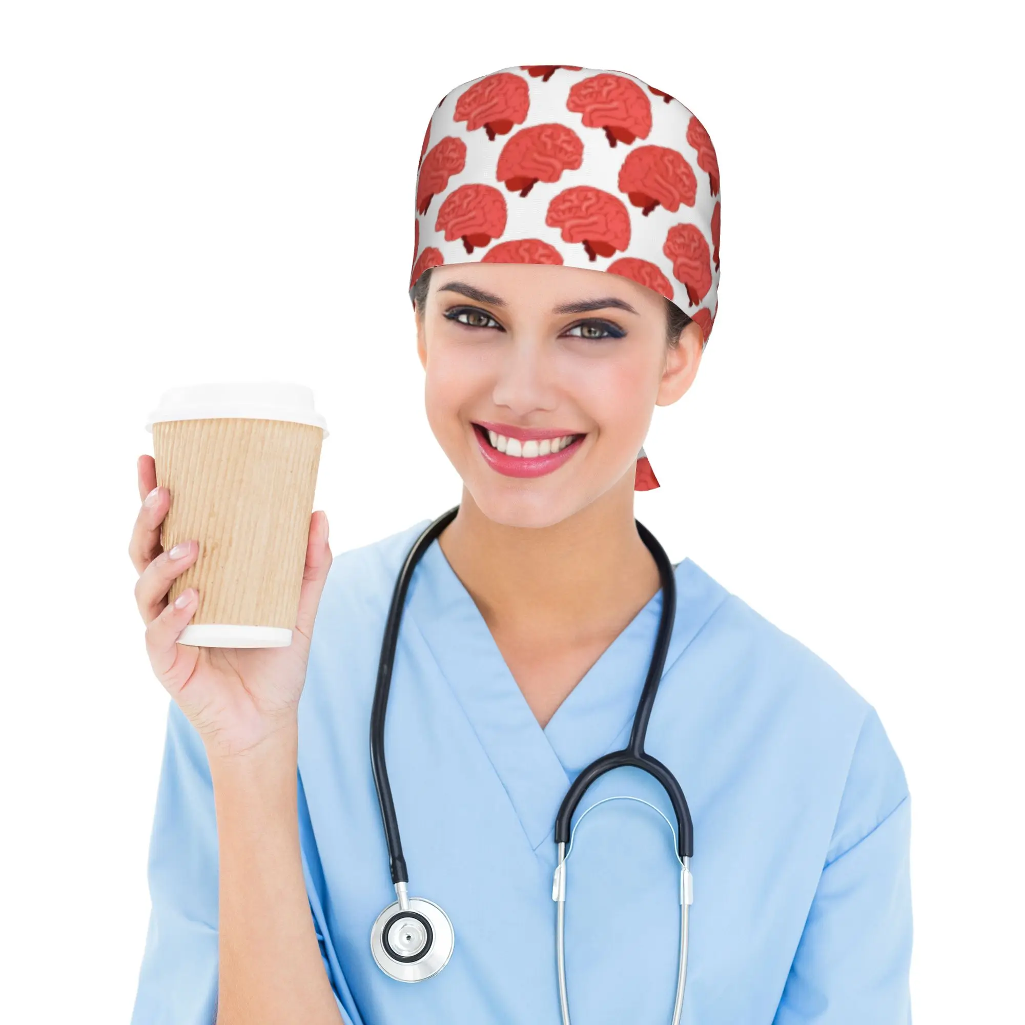 Custom Adjustable New Brain Working Hat Women Men  Scrub Caps Scrub Nursing Doctor Surgeon Cap for Nurse