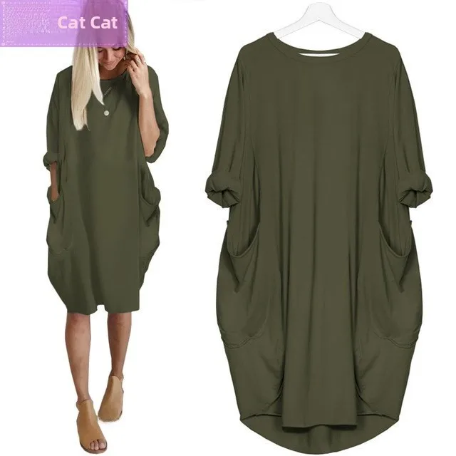 Vestido Casual de Verano para Mujer Talla ande, Moda 209, Mezcla de Poliéster, Ajuste Cómodo, Vestido Largo para Mujer Tal...