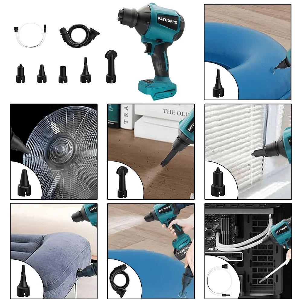 Bezszczotkowa dmuchawa powietrza Wielofunkcyjna dmuchawa akumulatorowa Przenośne elektronarzędzie domowe do akumulatora Makita 18 V (bez akumulatora)